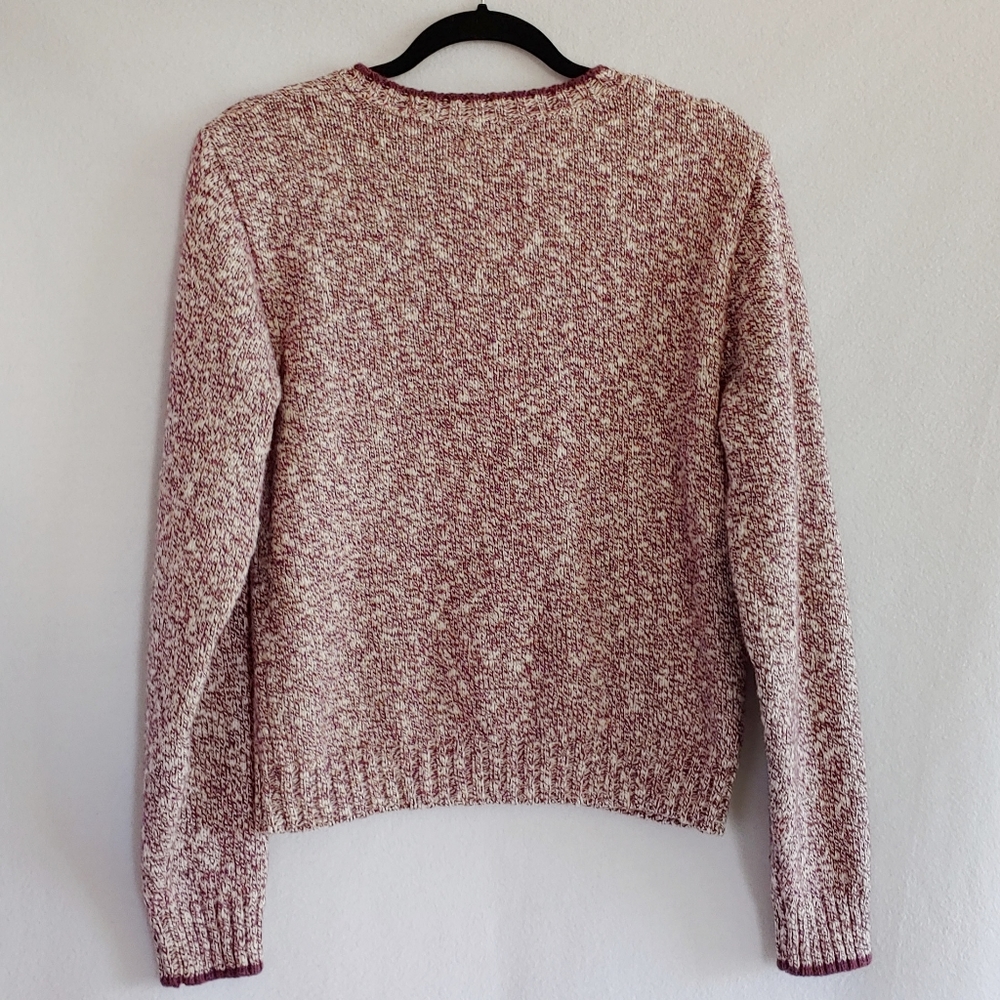 Land's End Purple Marled V Neck Sweater - Picture 3 of 12